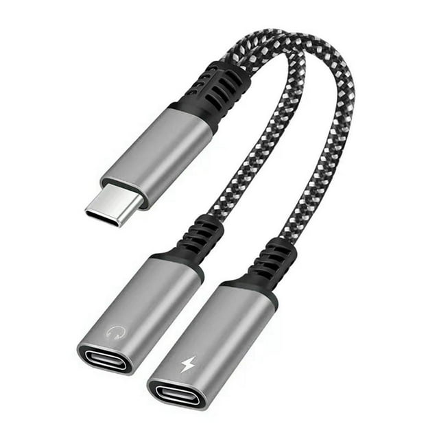 liraijei 2 IN 1 USB C Type C Splitter to Dual Type USB C Headphone Jack