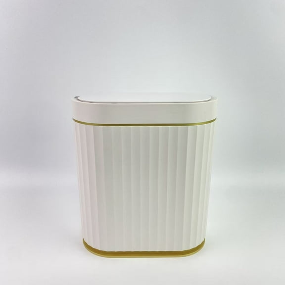 litrinity Garbage pails,Smart Bathroom Trash Bin with Lid, 7 Liter Slim Automatic Garbage Can, Waterproof Plastic Rubbish Bin Narrow Motion Sensor Wastebasket for Bedroom (No Battery)