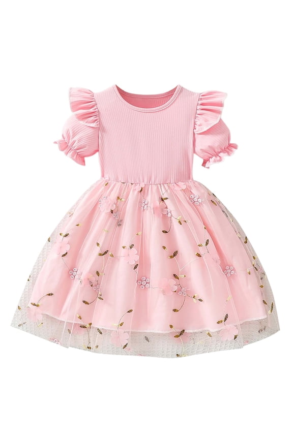 little Girls' Dresses Floral Print Mesh Casual Kids Age 1 8 Years Play Girls Summer Dress