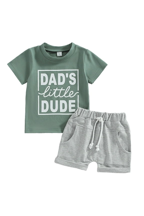 little boys clothes Toddler Baby Boy Summer Clothes Shorts Outfits Dad's Little Dude Short Sleeve T Shirt Top and Shorts Set