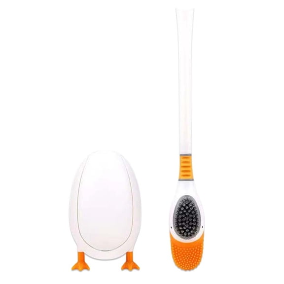 little home Cute Duck Silicone Toilet Brush Set: 360 Deep Clean & Easy Storage!