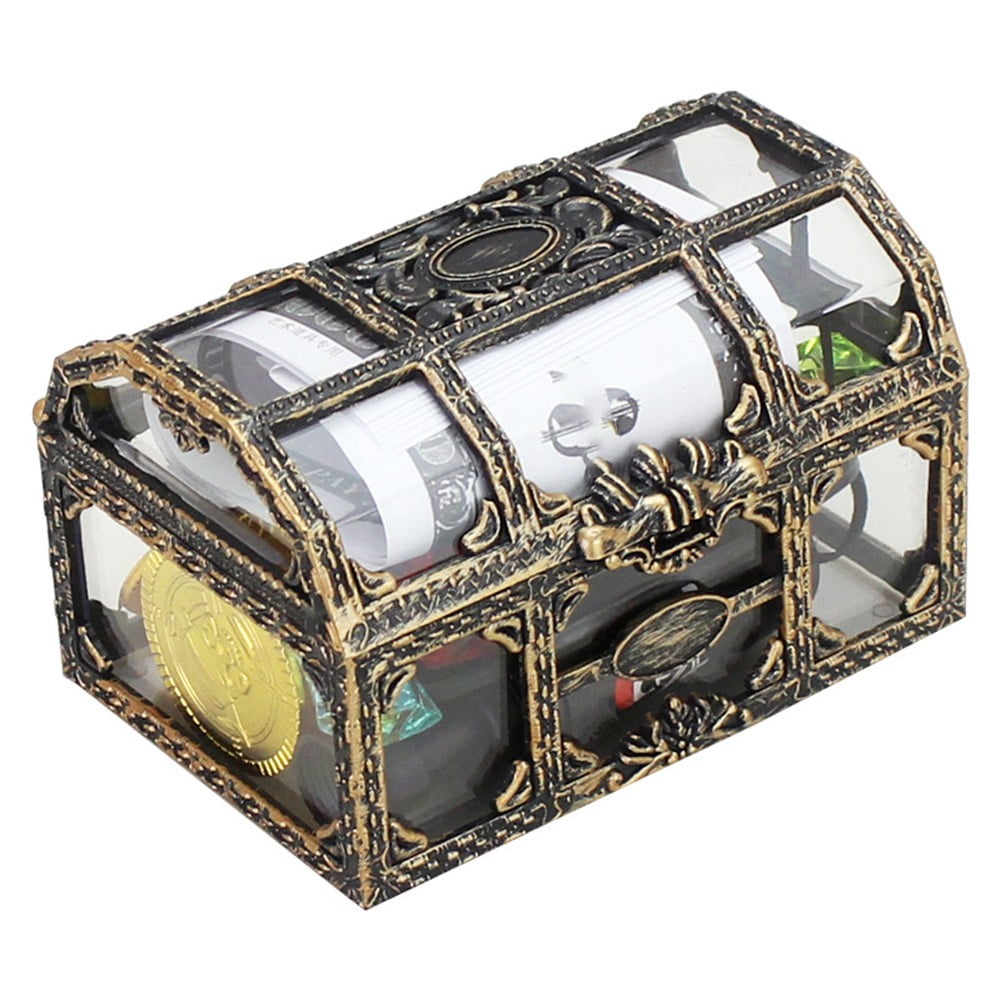 little home Retro Plastic Transparent Pirate Treasure Box Crystal Gem ...