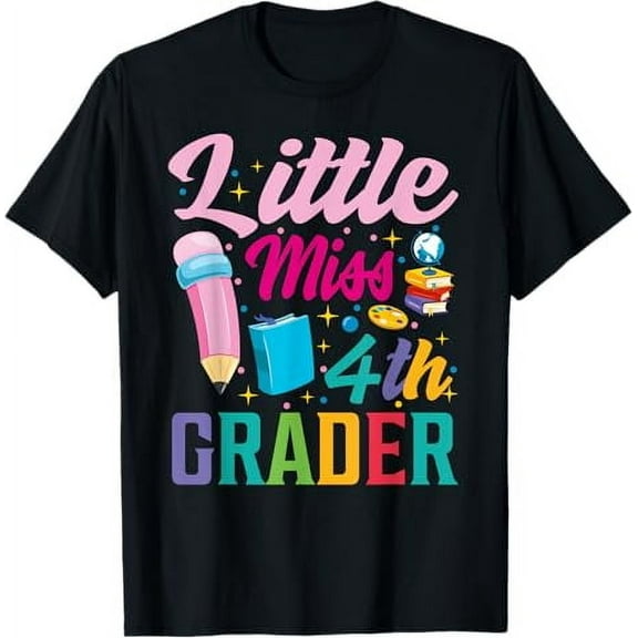 little miss 4th Grade Grader girls 1st day back to school T-Shirt