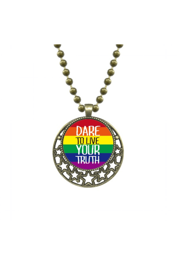 live your truth lgbt rainbow flag pendant star necklmoon chain jewelry