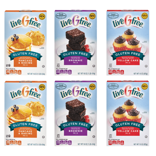 liveGfree Gluten Free Pancake and Baking Yellow Cake Brownie Mix 6 Pack Variety