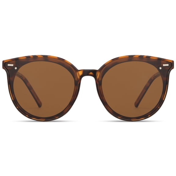 livho Polarized Retro Round Sunglasses Women Dark Tortoise/Brown Medium
