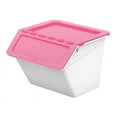 thumbnail image 1 of livinbox 6PCS PP Plastic Pelican Stackable Storage Bins Cubes Containers Box with Hinged Lids, 15L ,MHB-3332 - Pink, 1 of 7