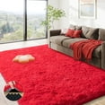 thumbnail image 1 of living room area rug 8x10ft Area Rugs for Living Room, Red Fluffy Shaggy Rug Soft Carpets, Non-Slip Stickers for Bedroom Nursery Kids Room Dorm Home Decor Red, 1 of 8