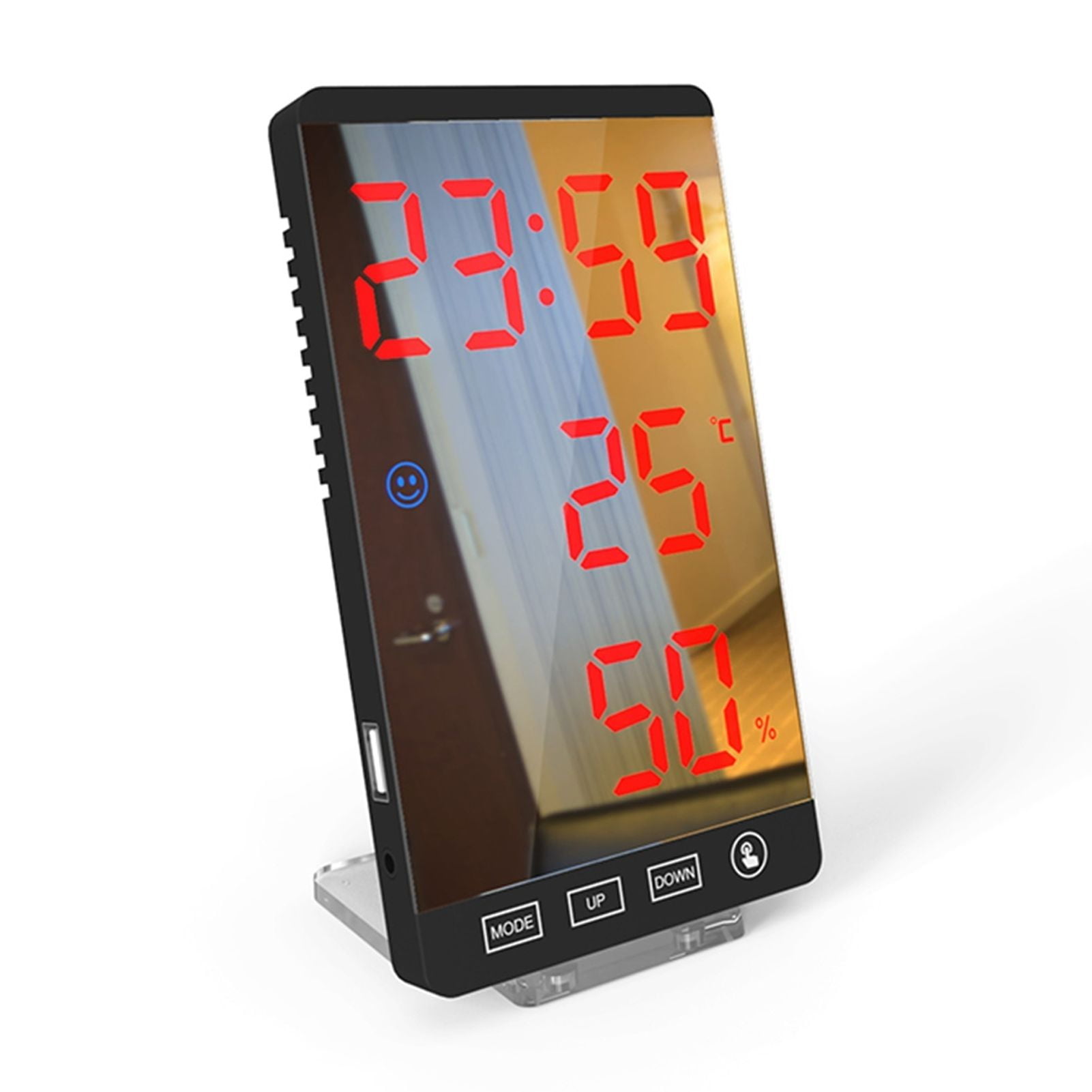 lixiao 6 Inch Mirror LED Alarm Clock Touch Control Wallmounted Digital