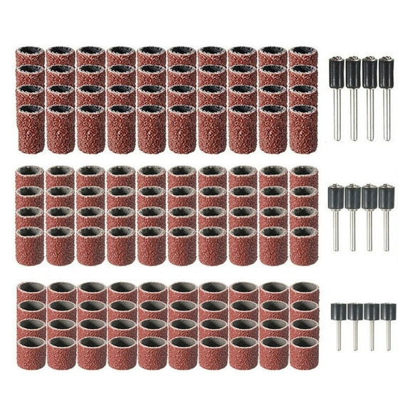 lixuesong 102/132Pcs Sanding Drum Set 1/4 3/8 1/2inch Sanding Bands With Sanding Mandrels Grinding Head For Nails Accessories