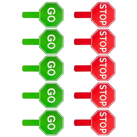 lixuesong 10PCS/Pack Reversible Handheld Stop and Go Sign Crossing Guard Stop Sign for Parking Road Management