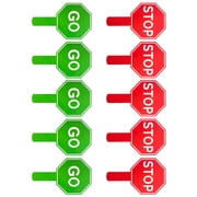 lixuesong 10PCS/Pack Reversible Handheld Stop and Go Sign Crossing Guard Stop Sign for Parking Road Management