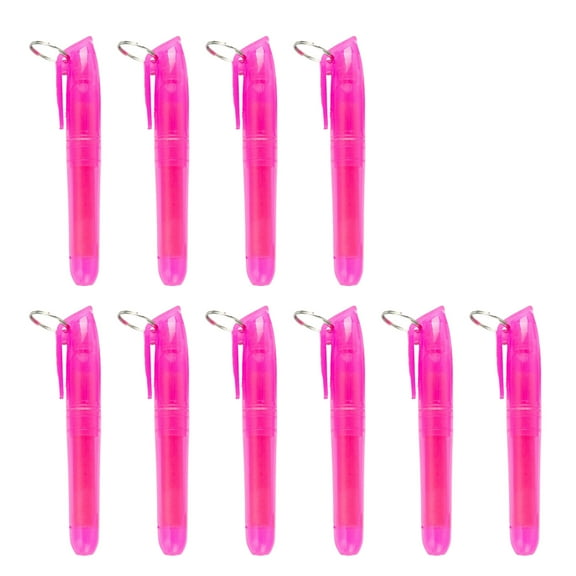 lixuesong 10Pcs Colorful Highlighter with Metal Round Keyring Obliqued Tip Marker Pen Quick Dry for Scrapbooking Calendar Journal