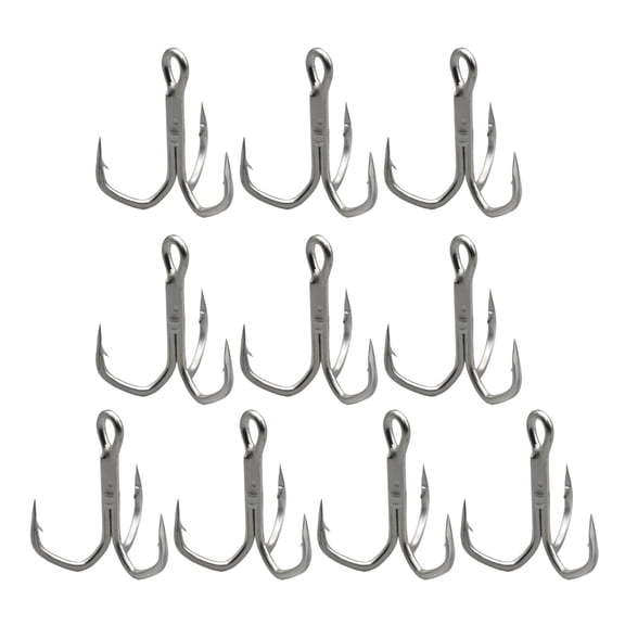 lixuesong 10Pcs Sharpened Fishings Trebles Hook Round Bend Triple Fishes Hook Highly Strength Saltwater Hook Fishings Tackle Tool