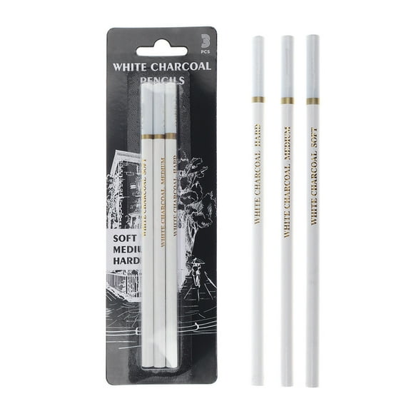 lixuesong 3 Pcs White Charcoal Pencils Professional Hight Sketch Highlight White Charcoal Pencils for Artist Drawing