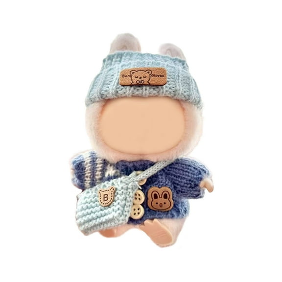 lixuesong 3Pieces Handcraft Crochet Outfit for 17cm Doll Including Sweater Hat and Bag for RolePlay Dolls Display