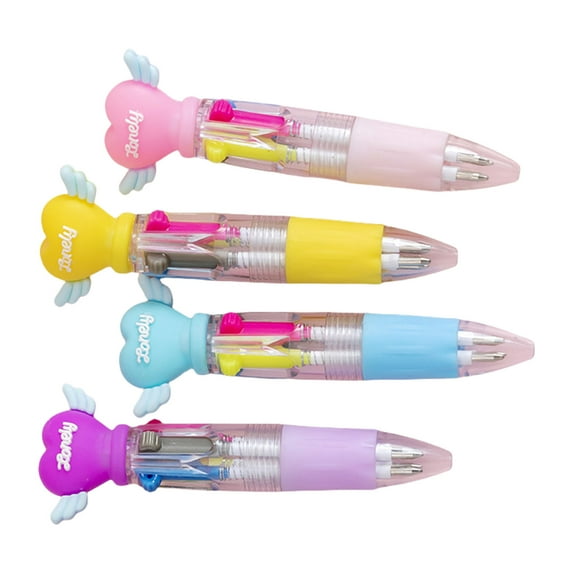 lixuesong 4Pcs Retractable Multicolored Pen 4 Color-in-1 Ballpoint Pens 0.7MM Tip for Writing Note Taking Journaling