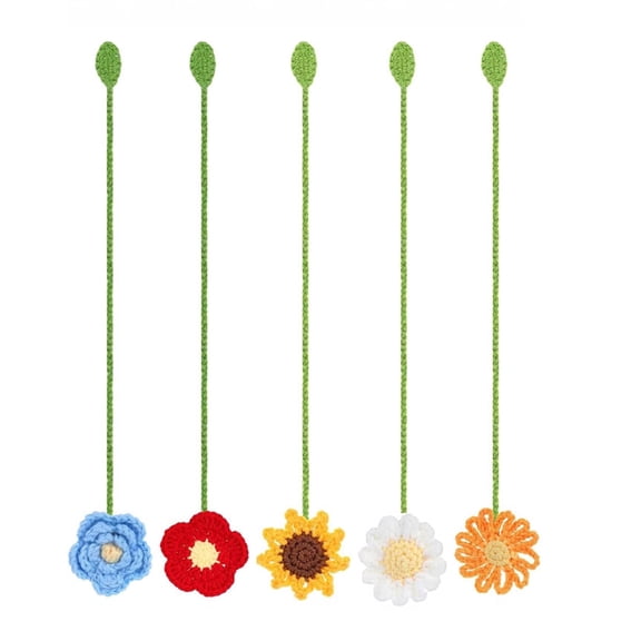 lixuesong 5 Pcs Crochet Flowers Bookmarks Page Markers Knitted Flower Bookmarks Reading Bookmarks Creative Bookmarks