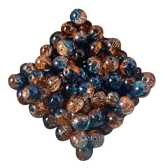 lixuesong 50Pcs Crushed Ice Glass Beads Multicolored Sparkling Round Craft Beads For Necklace Bracelets Jewelry Crafting Supplies