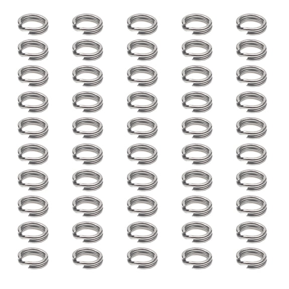 lixuesong 50Pcs Fishing Split Rings Stainless Steel Fishing Tackle Rings Chain Fishing Lures Connector Double Circles Split Rings
