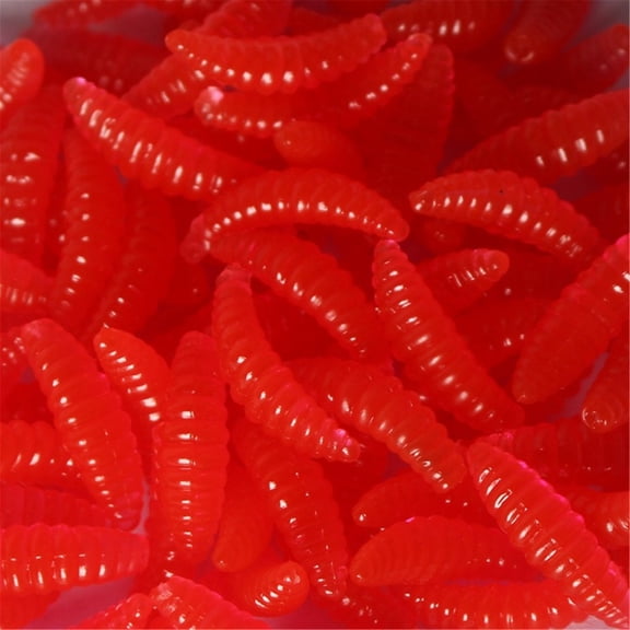 lixuesong 50Pcs Soft Silicone Maggots Earthworms Baits Soft Artificial Bread Maggots Fishing Lures Artificial Baits Jigging Wobble