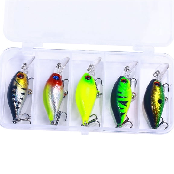 lixuesong 5Pcs Crankbait Hard Baits Soft Lure Small Artificial Baits Topwater Crank