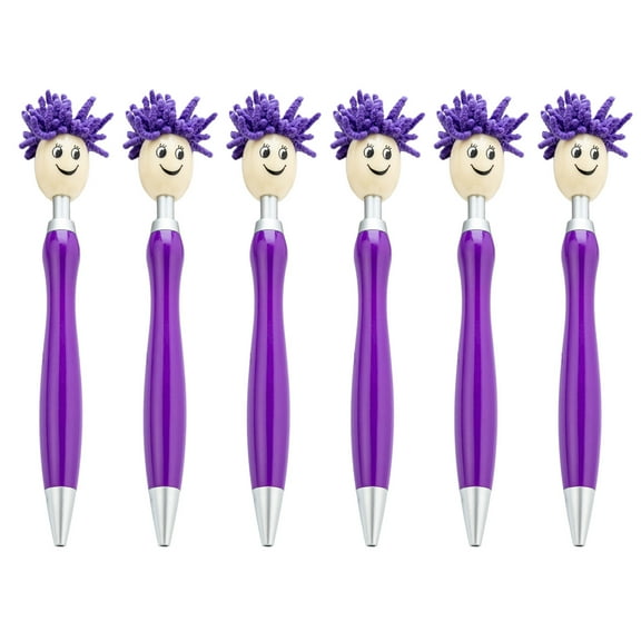 lixuesong 6pcs Mop Head Ballpoint Pen 1.0mm Pressing Pen Black Inks Stationery Pen Signing Pen Smooth Writing Pen for Student