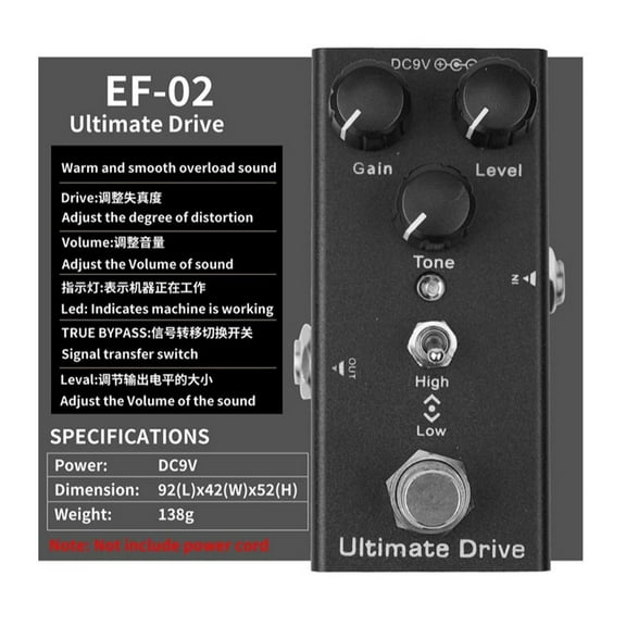 lixuesong 9V Electric Guitar Effect Pedal With 10 Sound Options Small Guitar Effects Pedals for Concert Stage Practice Live Studio