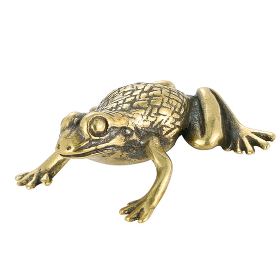 lixuesong Brass Frog Figurines Frog Statues Shelf Decors Accent Animal Decorative Objects Tabletop Centerpieces Home Decoratio