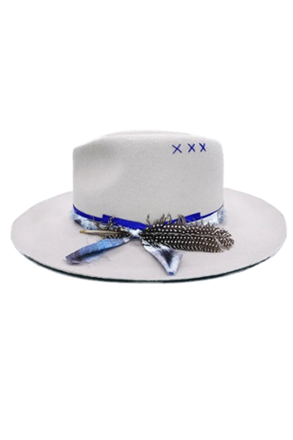 Stylish Wool Fedoras Hat for Men and Women with Classical Wide Brims and Feathered for Various Season Music Festival Wea