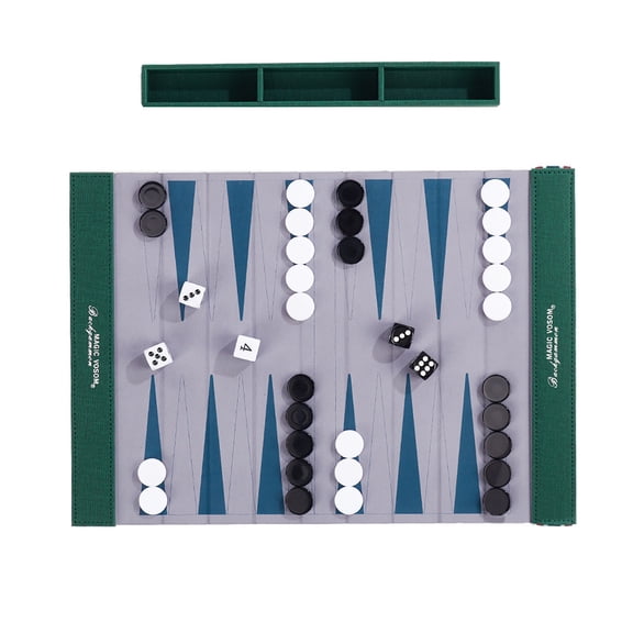 lixuesong Compacts Rolls Up PU Leather Backgammon Game Mat Backgammon Board And Chess Set Waterproof For Beach Park And Home Use
