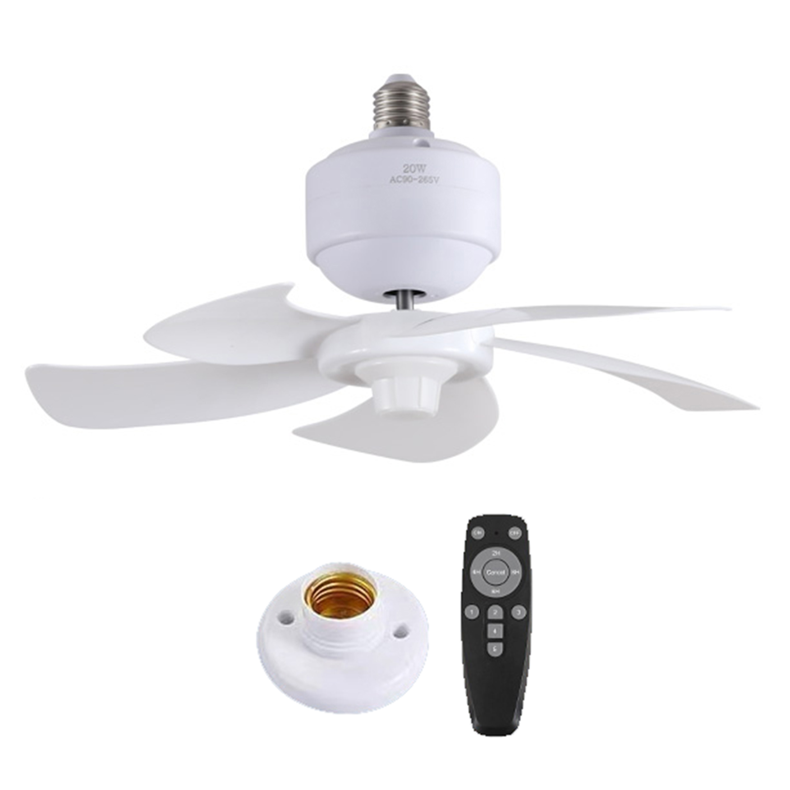 lixuesong E27 Thread Ceiling Fan 20W 90-265V Cooling Fan Indoor Adjustment Speed Remote Control Chandelier Fan 13inch Electric Fan
