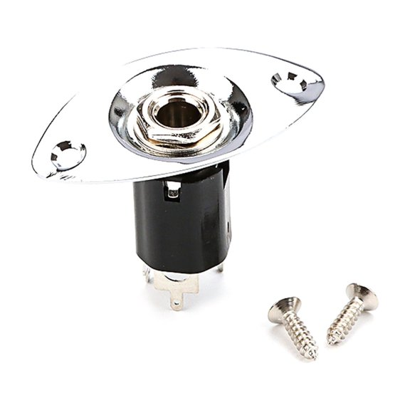 lixuesong Electric Guitar Pickup Oval 6.35mm Plate Jackplate Oval Output Input Plate Socket With Mounting Screws
