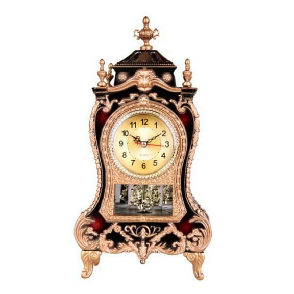 lixuesong Elegant European Carvings Table Clock with 12 Distinct Melodies For Hourly Alarms Vintage Pendulums Mantels Clock