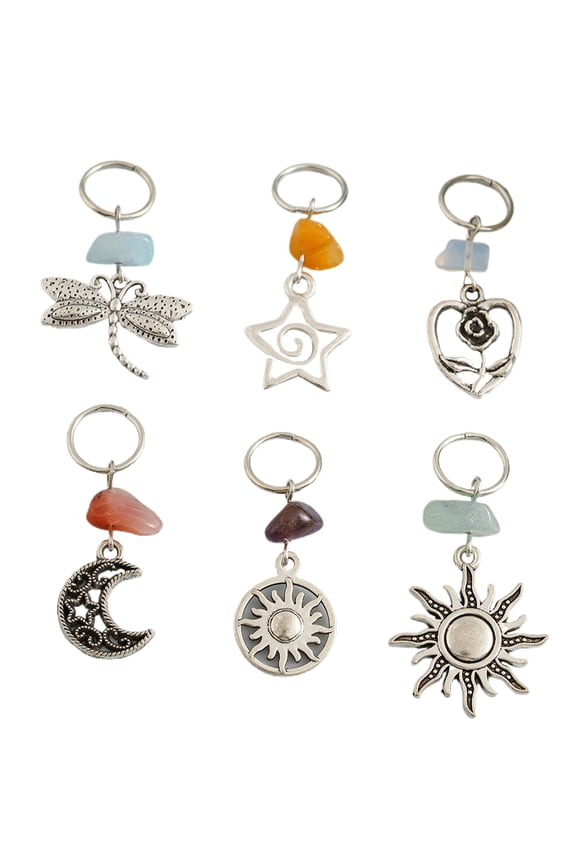 Ethnic Hair Clips Dreadlock Hair Rings Hair Jewelry for Braiding Hair Styling Clips Hair Charm Decorations 6PCS