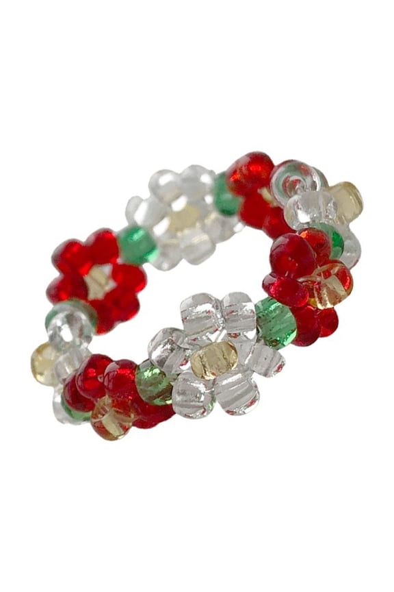 Fashionable Beaded Rings Accessory Adjustable Elastic Designs Flower Rings Jewelry for Women and Craft Lovers