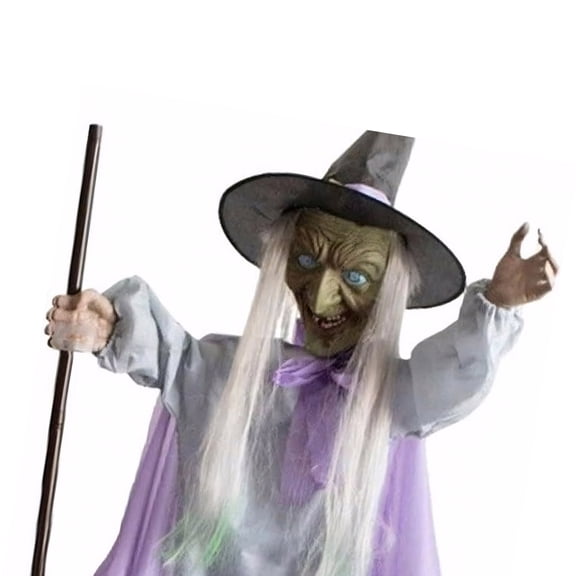 lixuesong Glowing Hovering Witch Figure With Lighting Eye Effects Horror Animatronics Props Halloween Decoration Applications