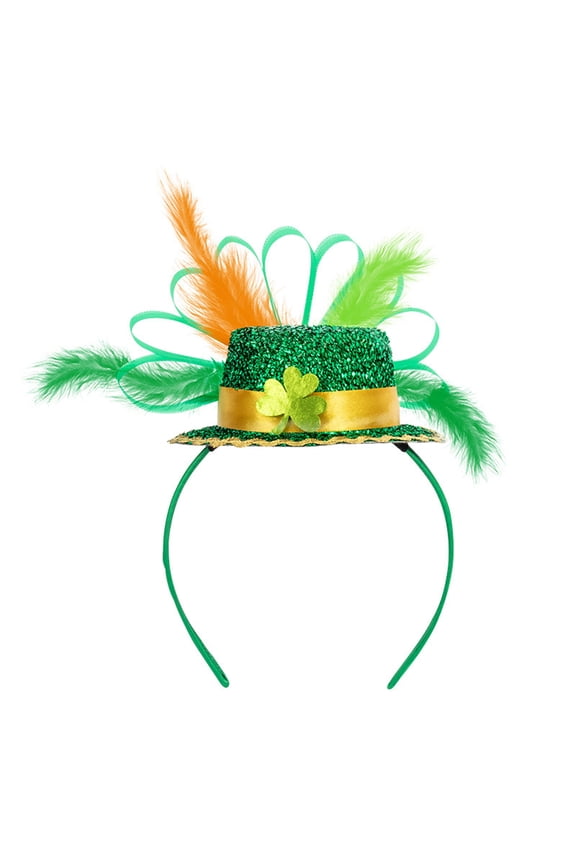 Green Sequins Hat Headband for StPatrick Day Decorative Irish Festive Hair Hoop Party Supplies Hair Ornament