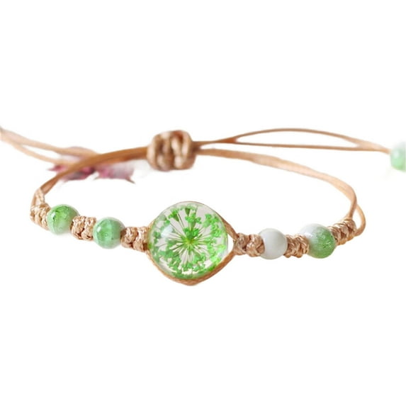 lixuesong Handmade Braided Bracelet Ceramic Glass Flower Bead and Adjustable Waxed Cord Handchain Wrist Accessory for Women