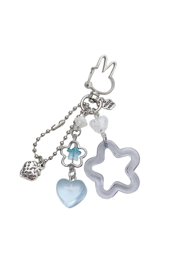 Handmade Five Pointed Star Keychain Sturdy Acrylic Alloy Bag Charm Accessory Lightweight Portable Keyring Decors