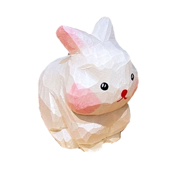 lixuesong Handmade Small Wooden Carved Rabbits Figurine Easters Bunnies Animal Miniature Sculpture for Home Decors and Giving