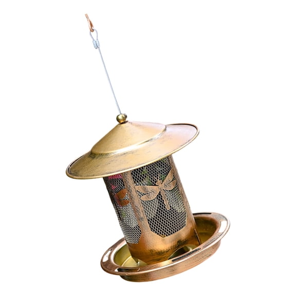 lixuesong Heavy Duty Metal Hanging Wild Bird Feeder Squirrels Proof Outdoor Bird Feeder With Large Roof Large Tray For Garden Back