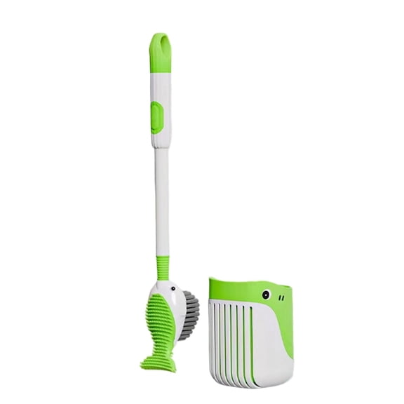 lixuesong Long Handle Toilet Bowl Brush and Holder Bathroom Brushes Cartoon Whale Toilet Dispenser Liquid Brush