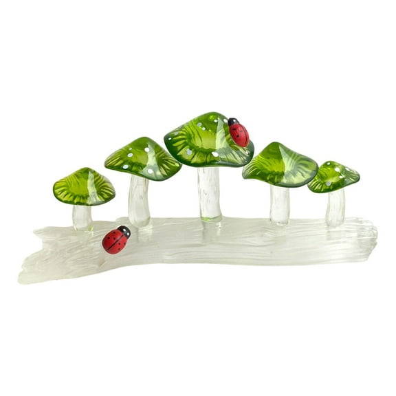 lixuesong Miniature Resins Mushrooms on Tree Stump Figurine for Creative Homes Decors and Garden Landscape Decorative Ornament