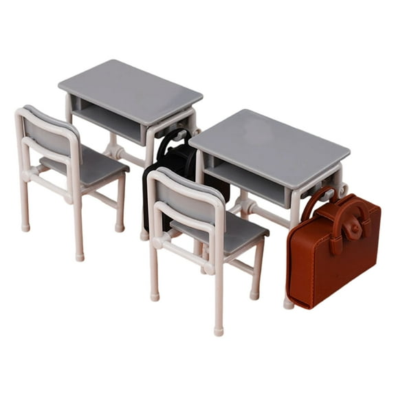 lixuesong Miniature School Desk And Bag Model For Dollhouses Scene Classroom Layout Demonstration Educational Display Accessory