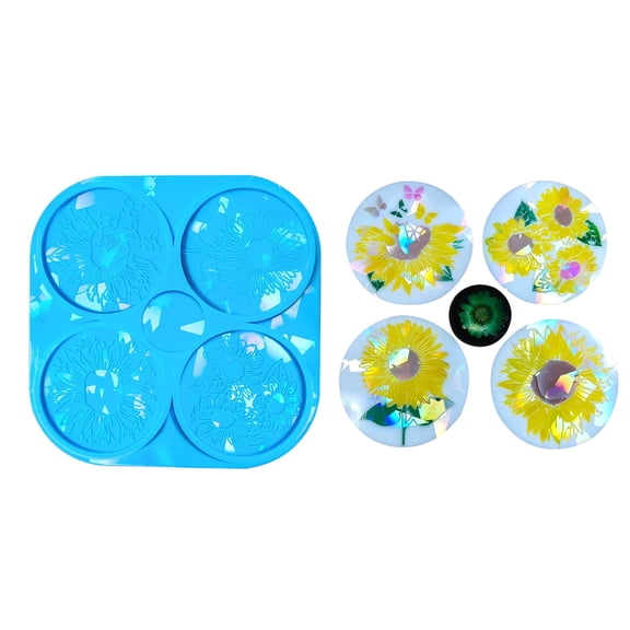 lixuesong Molds Cup Pad Molds Flower Pattern Epoxy Resin Molds Silicone for Making