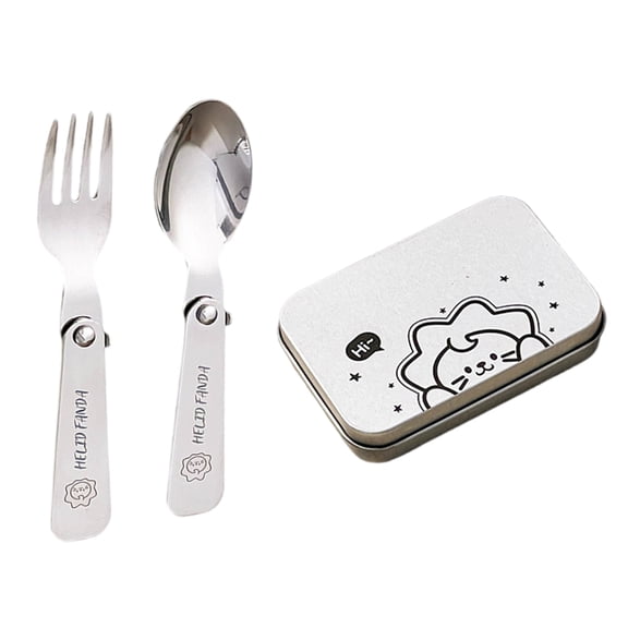 lixuesong Outdoor Metal Tableware Folding Camping Cutlery with Storage Box Fork Spoon Travel Utensils for Outdoor Picnics Dining
