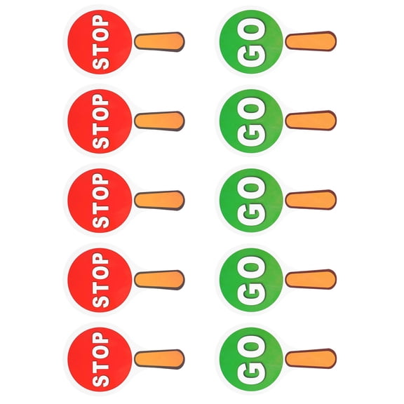 lixuesong Pack of 10 Double Sided Stop Go Sign Handheld Sign for School Construction Site Parking Control