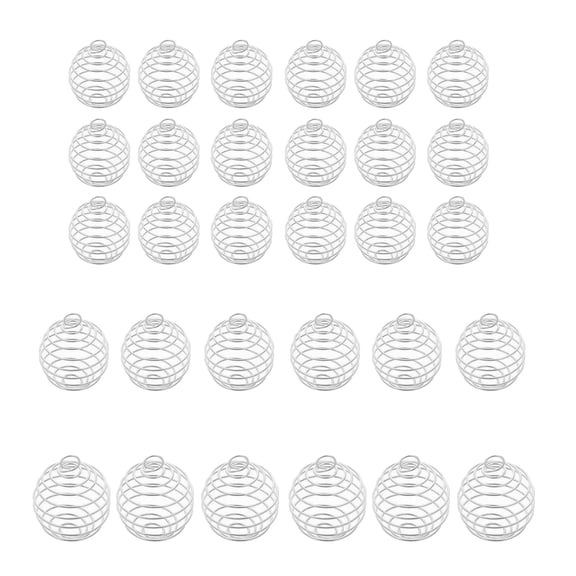 lixuesong Pack of 30 Trendy Round Ball Spring Ornament Fashionable Hollow Spring Pendants Helical Bead Cages Pendant for Necklaces