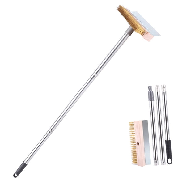 lixuesong Pizza Oven Brush Grills Tool with Scraper for Home Kitchens and Commercial Use Long Handle Design